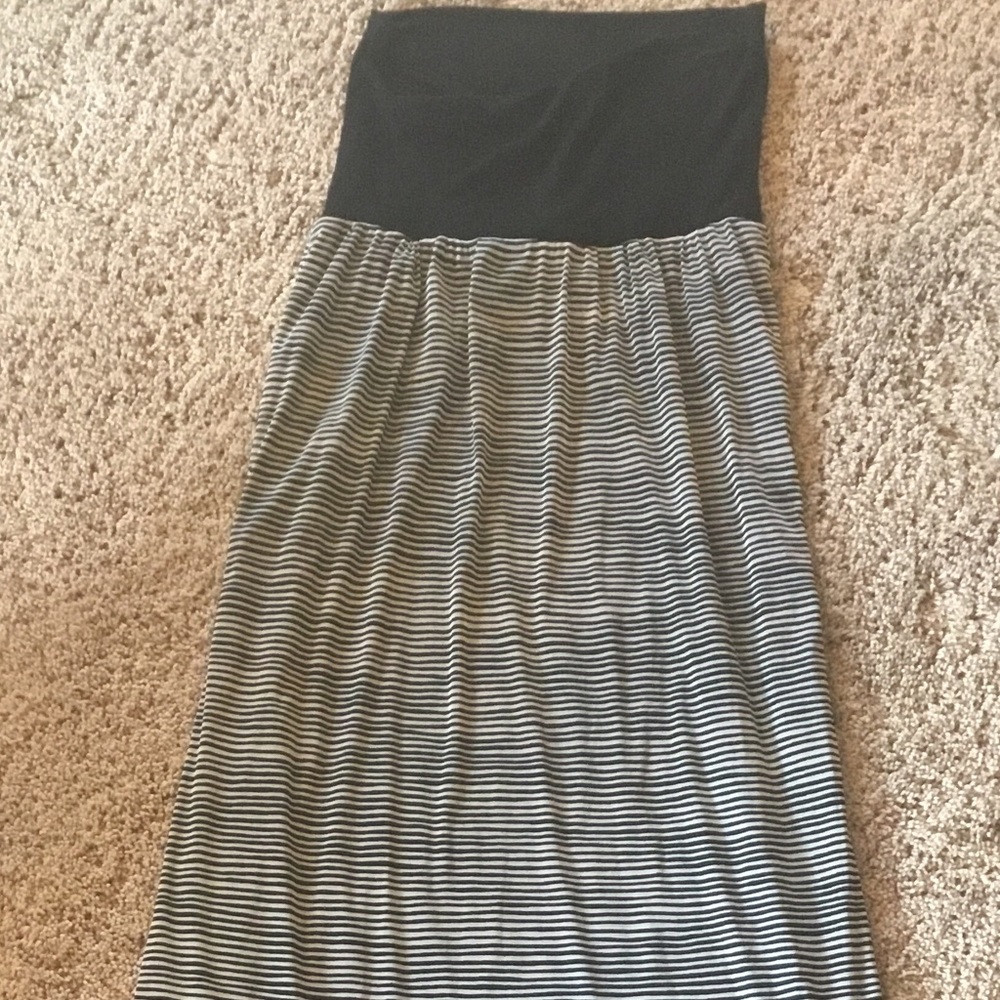 Black and white striped maxi skirt